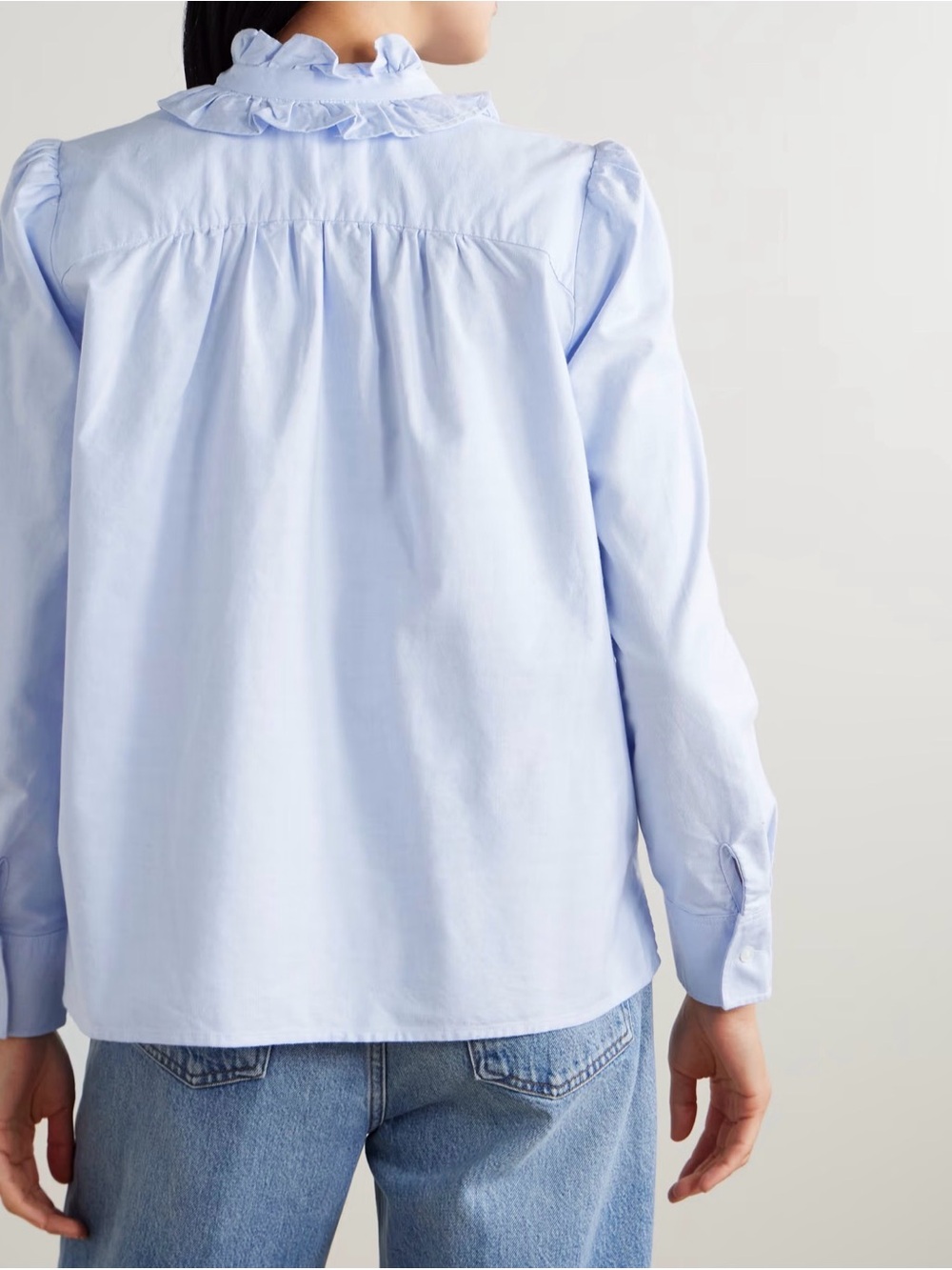 NWT Citizens of Humanity Calista tie-detailed ruffled cotton-poplin shirt Sz M - Picture 2 of 9